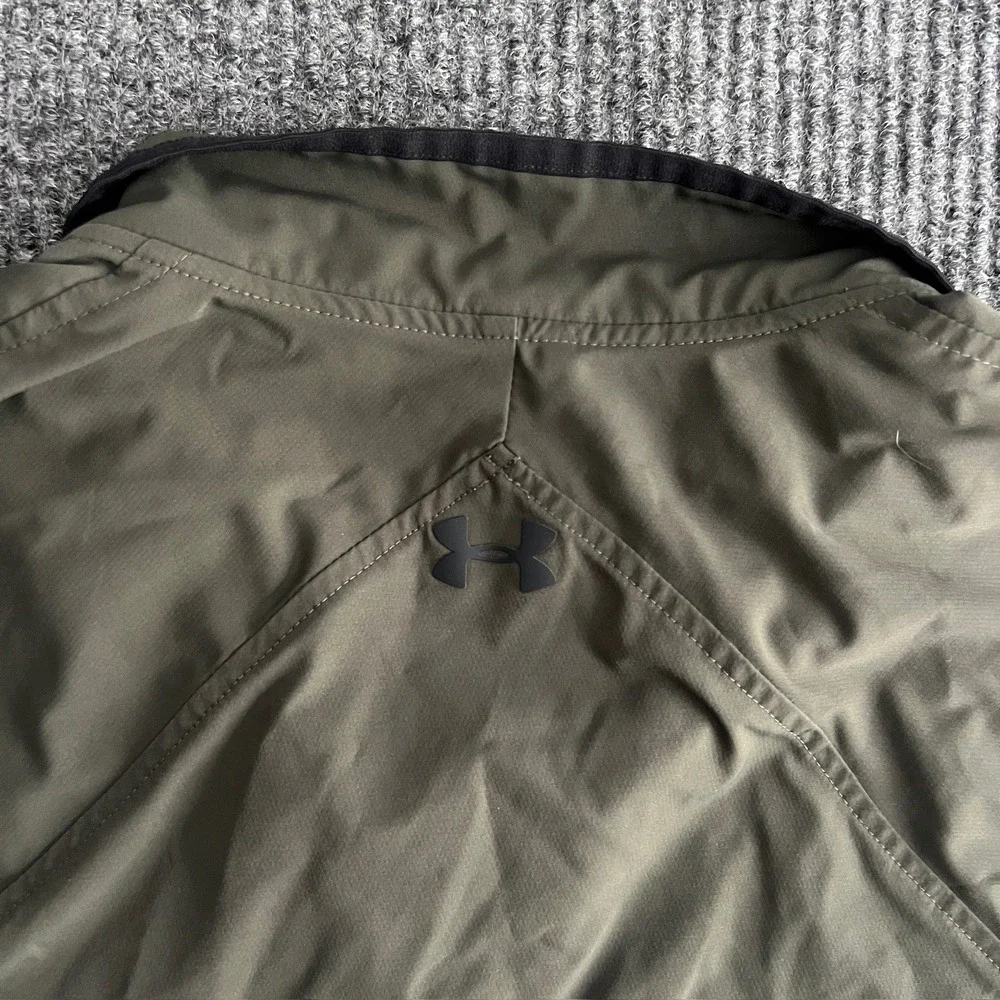 Under Armour Men's Large Storm Golf Windbreaker Olive Green 1/4 Zip Pullover